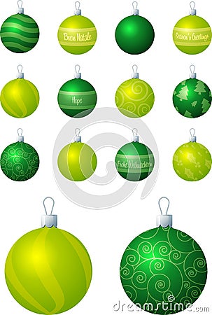 Green and Lime Baubles Vector Illustration