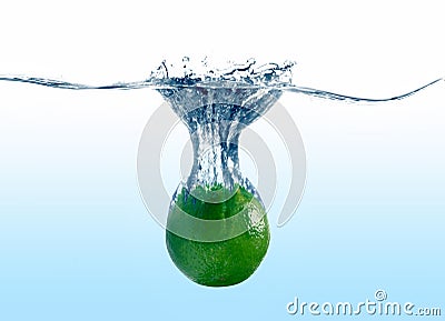 Green lime in water Stock Photo