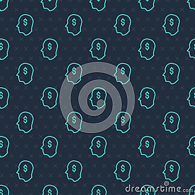 Green line Lucky player icon isolated seamless pattern on blue background. Vector Stock Photo