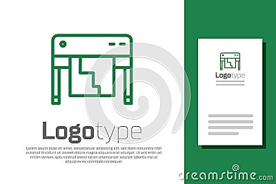 Green line Plotter icon isolated on white background. Large format multifunction printer. Polygraphy, printshop service Vector Illustration