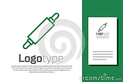 Green line Rolling pin icon isolated on white background. Logo design template element. Vector Vector Illustration