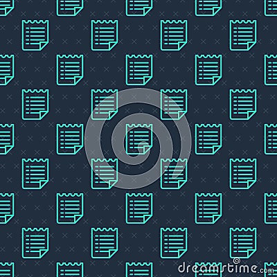 Green line Wish list template icon isolated seamless pattern on blue background. Vector Stock Photo