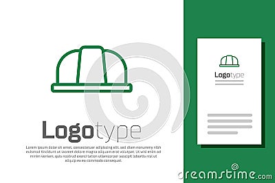 Green line Worker safety helmet icon isolated on white background. Insurance concept. Security, safety, protection Vector Illustration