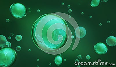 Green Liquid 3D illustration background designed for hair styling cosmetic products, such as hair gels or beauty sprays Stock Photo