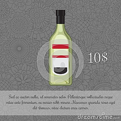 Green liquor alcoholic beverage card Vector Illustration