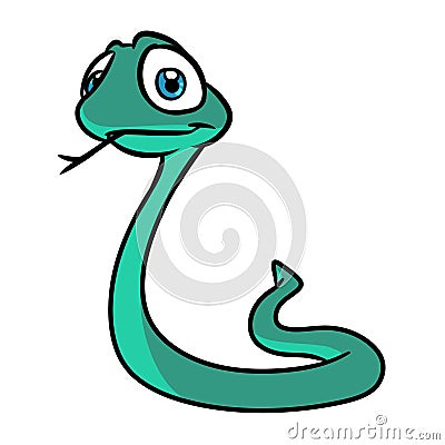 Green little snake cartoon illustration Cartoon Illustration