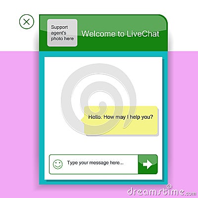 The green live chat window Vector Illustration