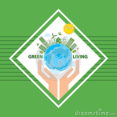 Green living city illustration Vector Illustration