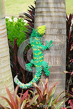 A green lizard made by lego Editorial Stock Photo