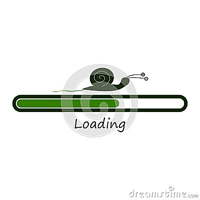 Green loading bar with snail Vector Illustration