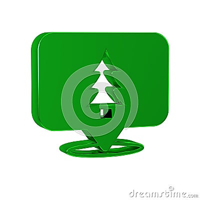 Green Location of the forest on a map icon isolated on transparent background. Stock Photo