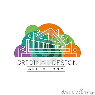 Green logo original design logo template, colorful city landscape, building construction vector Illustration on a white Vector Illustration