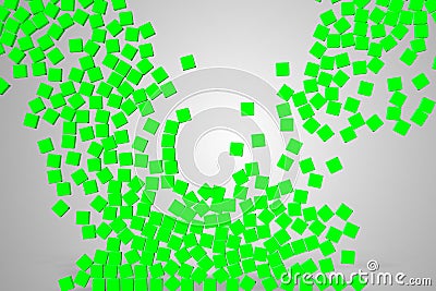 Green a lot of dice cubes symbol falling down on grey gradient screen background Stock Photo