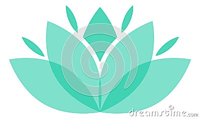 Green lotus shape. Water lily flower logo Vector Illustration