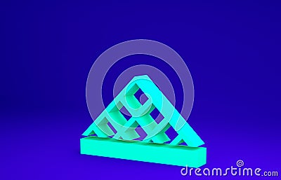 Green Louvre glass pyramid icon isolated on blue background. Louvre museum. Minimalism concept. 3d illustration 3D Cartoon Illustration