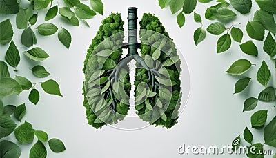 A green lush plant with leaves surrounding a lungs image Stock Photo