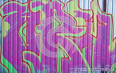 Green-magenta graffity Stock Photo