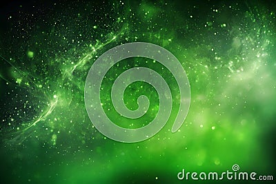 Green magic smoky light with particles abstract background Stock Photo