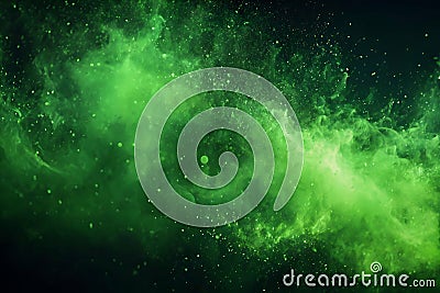 Green magic smoky light with particles abstract background Stock Photo