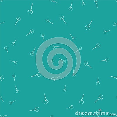 Green Magic staff icon isolated seamless pattern on green background. Magic wand, scepter, stick, rod. Vector Vector Illustration