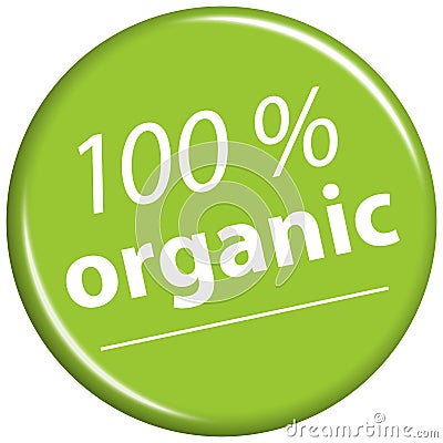 green magnet with text 100% organic Vector Illustration