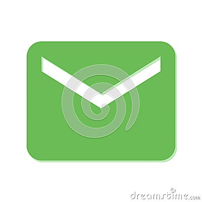 Green mail icon on the White Blackground Stock Photo