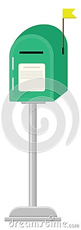 Green mailbox, icon Vector Illustration