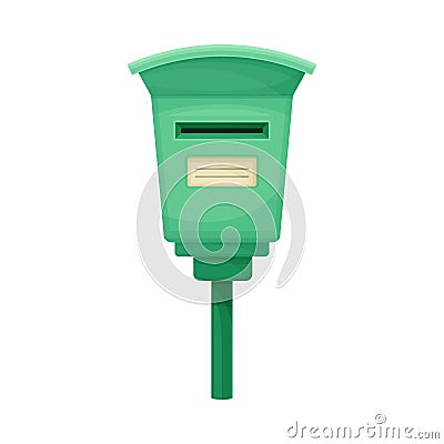 Green mailbox for letters and newspapers. Retro post box for correspondence delivery flat vector illustration Vector Illustration