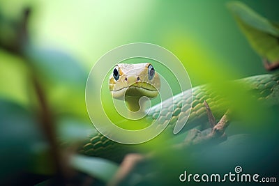 green mamba amidst green foliage Stock Photo