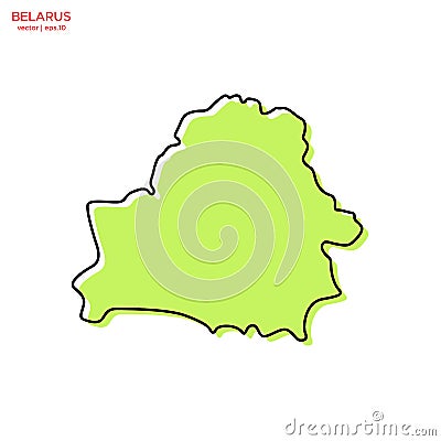 Green Map of Belarus with Outline Vector Design Template. Editable Stroke Vector Illustration