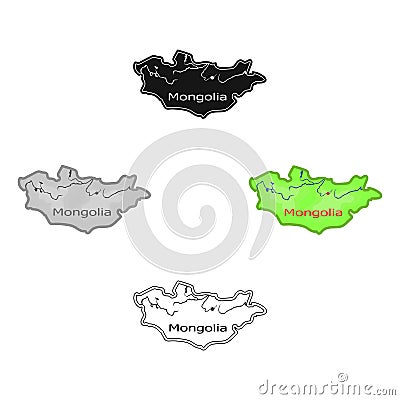 Green map of Mongolia.Mongolia on the world map.Mongolia single icon in cartoon,black style vector symbol stock Vector Illustration