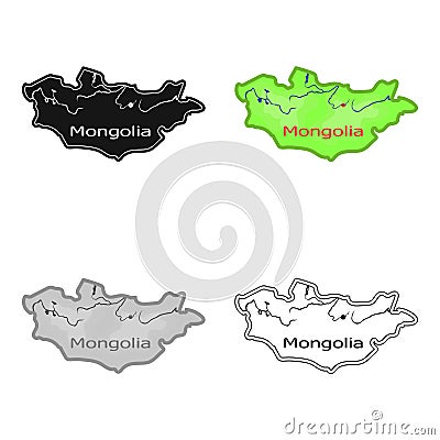 Green map of Mongolia.Mongolia on the world map.Mongolia single icon in cartoon style vector symbol stock illustration. Vector Illustration