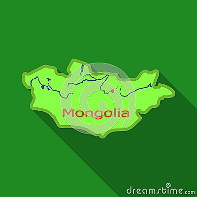 Green map of Mongolia.Mongolia on the world map.Mongolia single icon in flat style vector symbol stock illustration. Vector Illustration