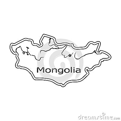 Green map of Mongolia.Mongolia on the world map.Mongolia single icon in outline style vector symbol stock illustration. Vector Illustration