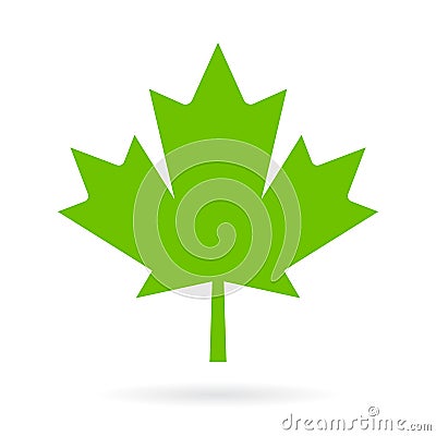 Green maple leaf vector icon Vector Illustration
