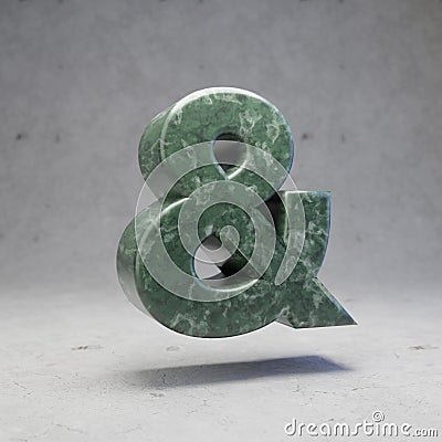 Green marble ampersand symbol on concrete background Stock Photo