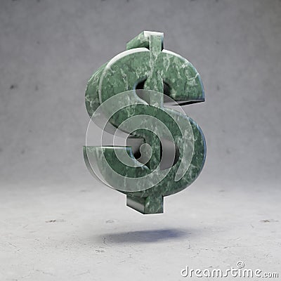 Green marble dollar symbol on concrete background Stock Photo