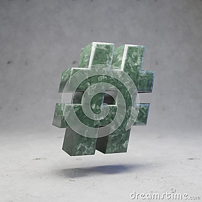 Green marble hashtag symbol on concrete background Stock Photo