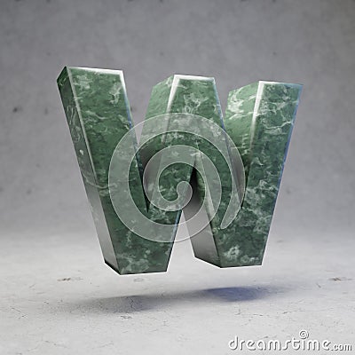 Green marble letter W uppercase on concrete background Stock Photo