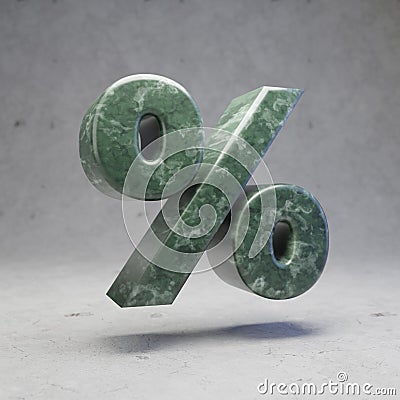 Green marble percent symbol on concrete background Stock Photo