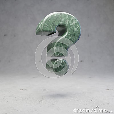 Green marble question symbol on concrete background Stock Photo