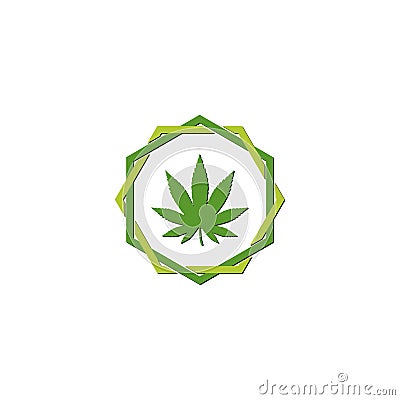 Green Marijuana cannabis leaf weed icon logo Vector Illustration