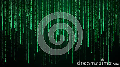 Green matrix numbers. Cyberspace with green falling digital lines. Abstract background Vector illustration Vector Illustration