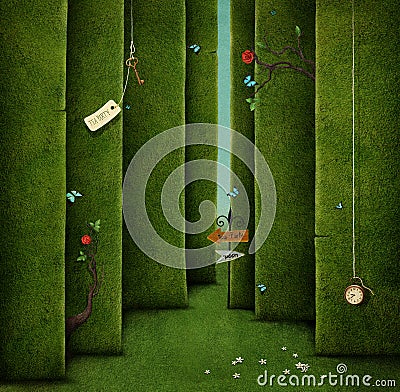 Green maze Cartoon Illustration