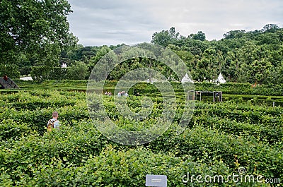 Green maze at garden of Schonbrunn. The famous tourist place Editorial Stock Photo