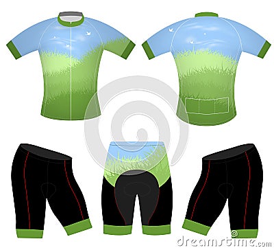 Green meadows on sports t-shirt Vector Illustration