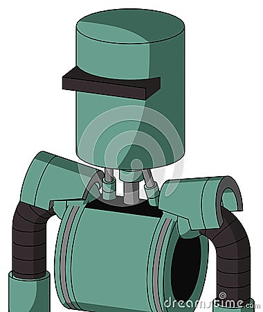 Green Mech With Cylinder Head And Black Visor Cyclops Stock Photo
