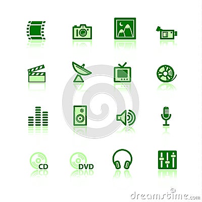 Green media icons Vector Illustration