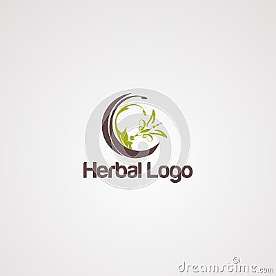 Green medical herb logo vector, icon, element, and template Vector Illustration