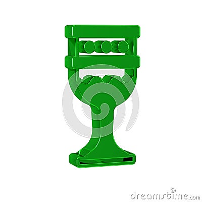 Green Medieval goblet icon isolated on transparent background. Holy grail. Stock Photo